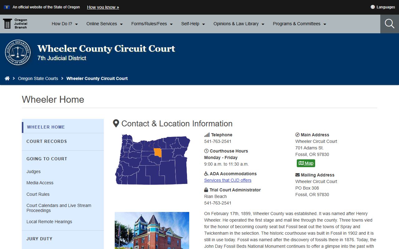 Wheeler County Circuit Court records after a jail arrest